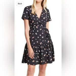 French Connection Black Floral Print Dress. Size 2.